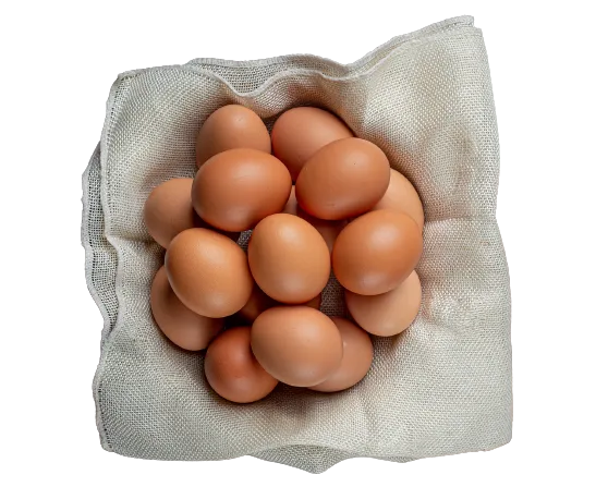Ein braunes Tuch mit Eiern
