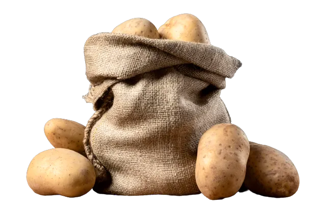 Kartoffeln in einem braunen Sack